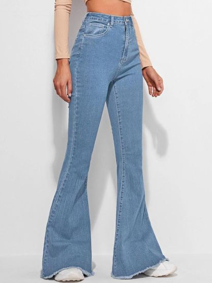 Kotty Women Blue Jean Bootcut High-Rise Clean Look Stretchable Jeans