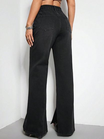 KOTTY Basics Women Black Jean Flared High-Rise Clean Look Stretchable Jeans