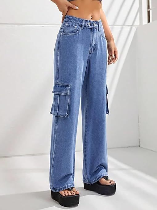 Women Blue Jean Straight Fit High-Rise Highly Distressed Stretchable Jeans