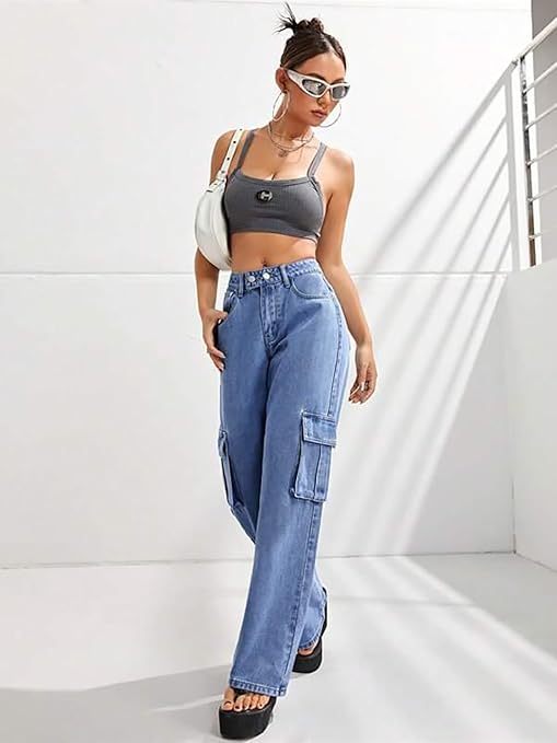 Women Blue Jean Straight Fit High-Rise Highly Distressed Stretchable Jeans