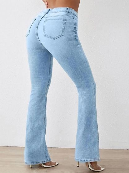 Kotty Women Bootcut High-Rise Heavy Fade Clean Look Stretchable Jeans