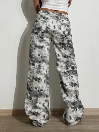 Graffiti Splash Wide Leg Denim Joggers