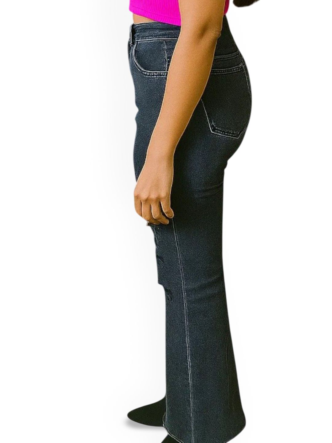 Kotty Women High-Rise Highly Distressed StretchableBootcut Jeans