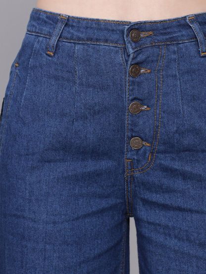 Kotty Women Blue Flared High-Rise Mildly Distressed Jeans