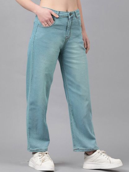 Kotty Women Blue Jean Straight Fit High-Rise Stretchable Jeans