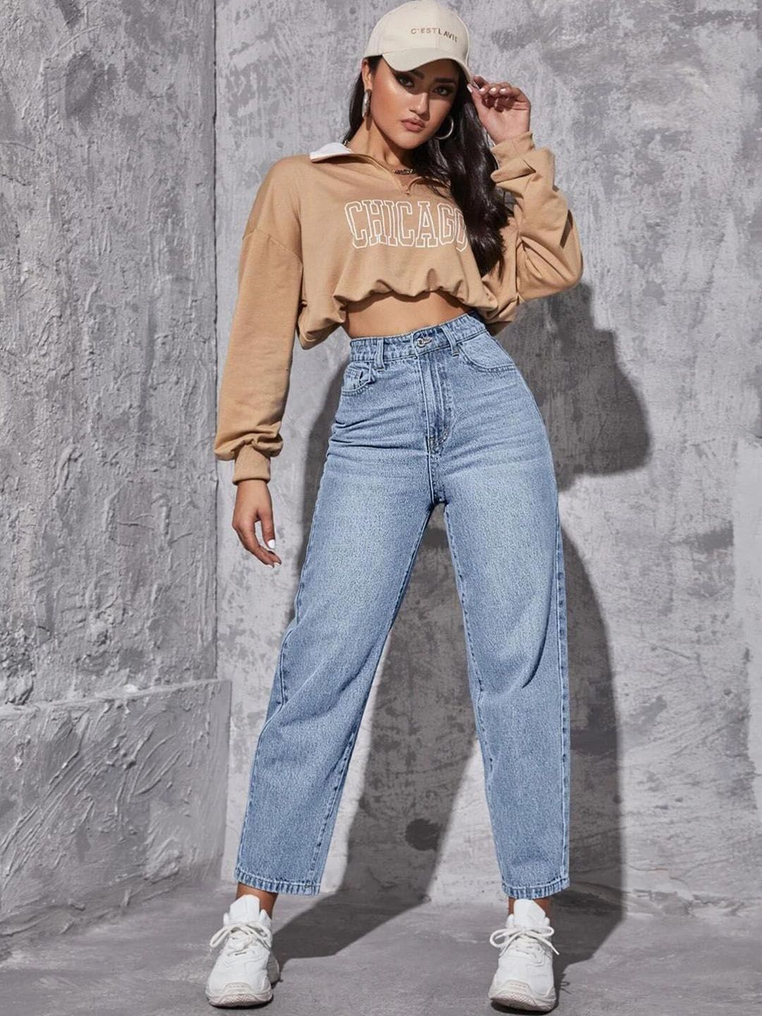 Kotty Women Blue Jean High-Rise Clean Look Light Fade Stretchable Jeans