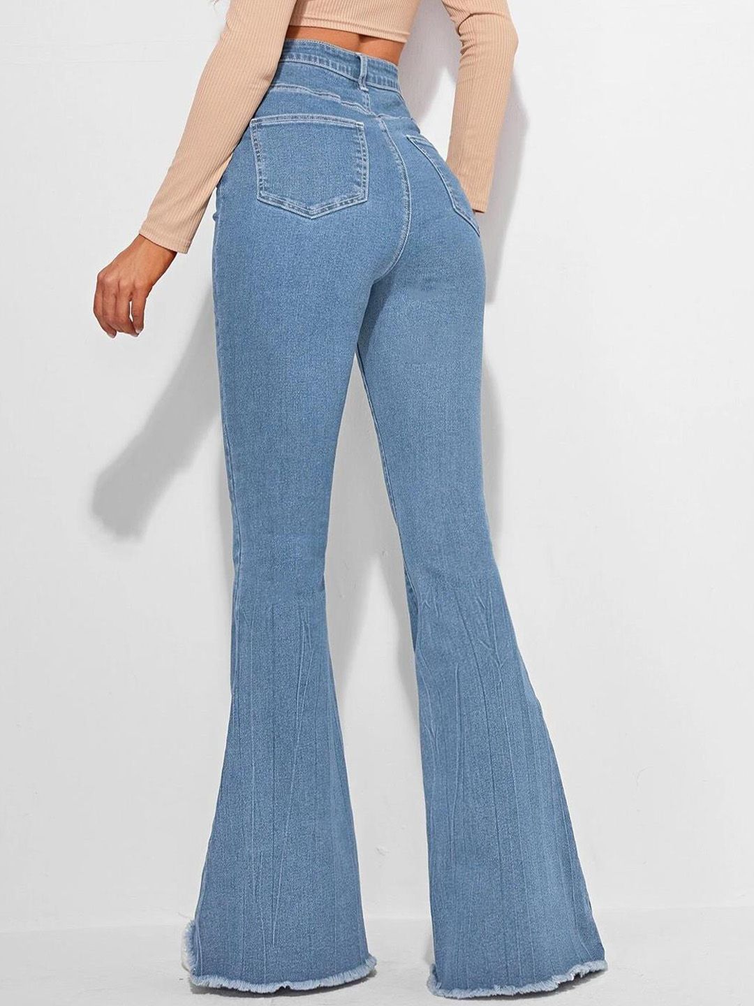 Kotty Women Blue Jean Bootcut High-Rise Clean Look Stretchable Jeans