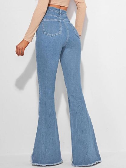 Kotty Women Blue Jean Bootcut High-Rise Clean Look Stretchable Jeans