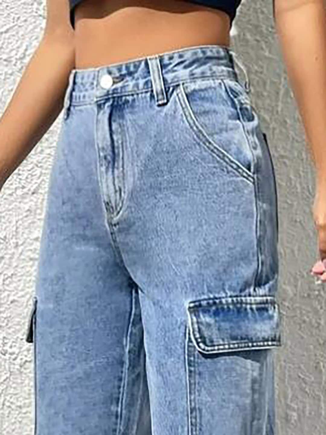 Kotty Women Blue Jean Straight Fit High-Rise Light Fade Clean Look Stretchable Jeans