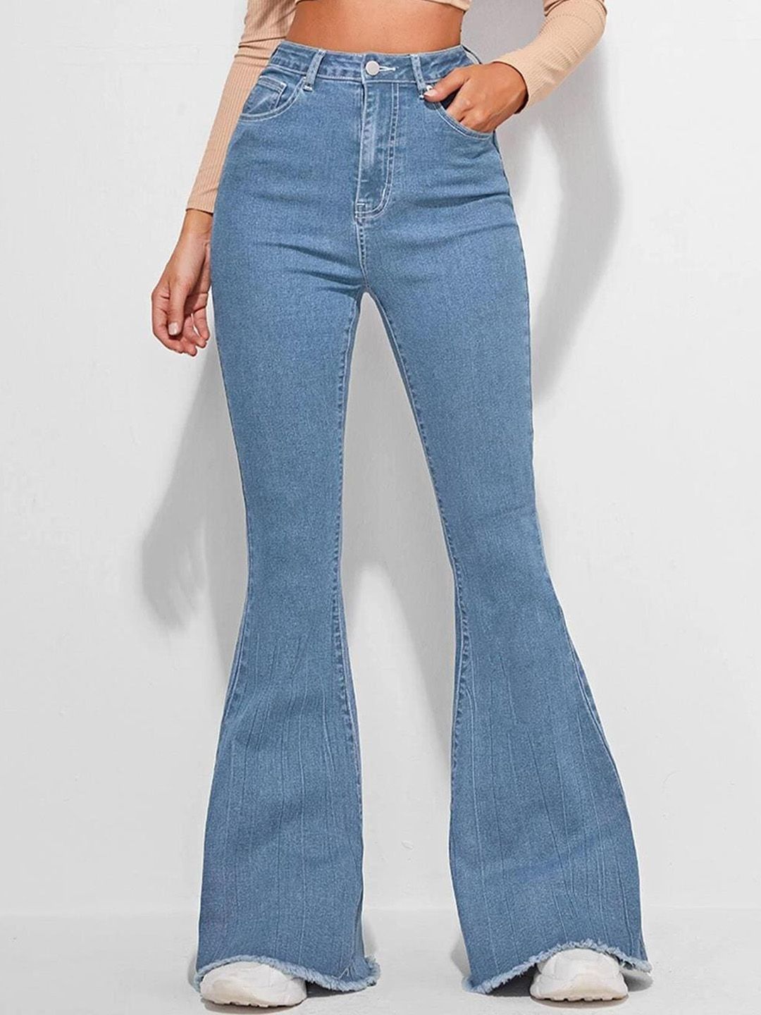 Kotty Women Blue Jean Bootcut High-Rise Clean Look Stretchable Jeans