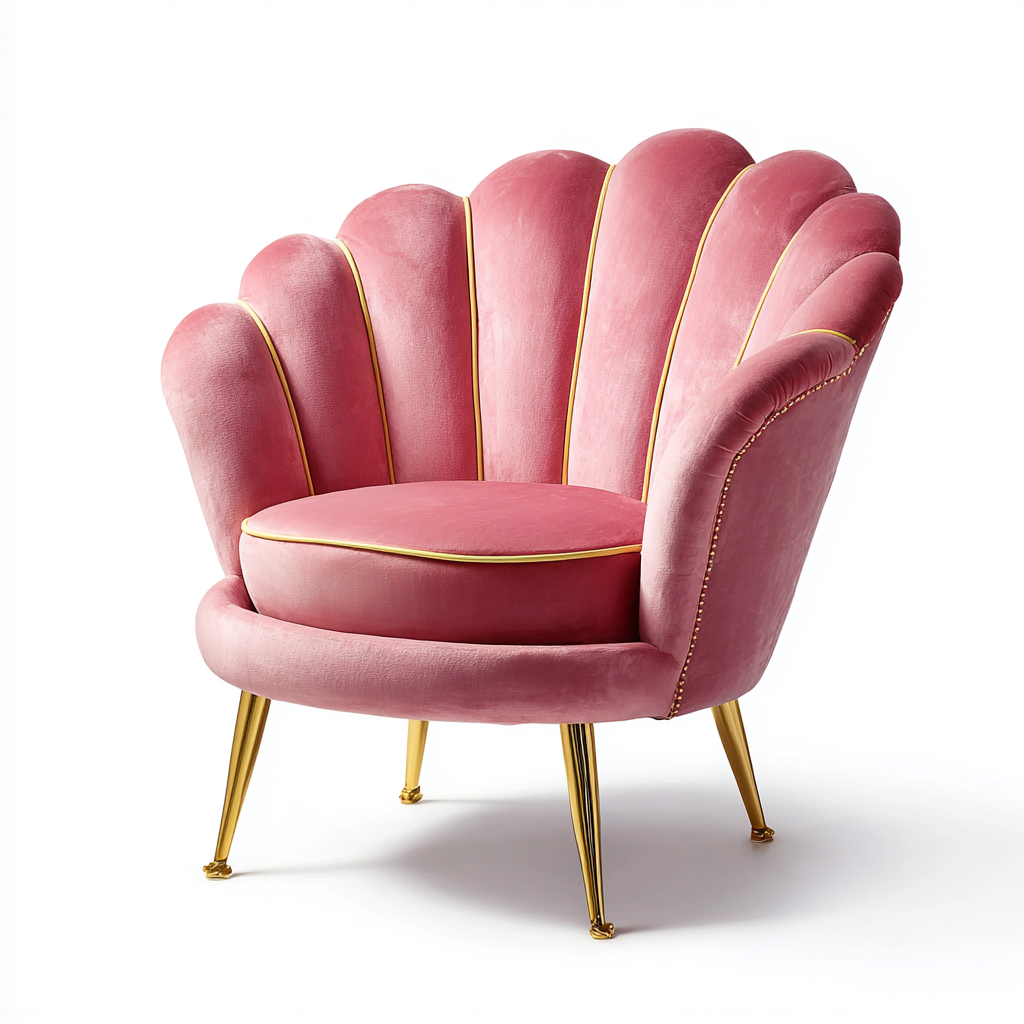 Fabric Armchairs Velvet Upholstery Metal Legs 75x70x78 cm - Pink-Gold - Modern Accent Seating-Oakgetmart