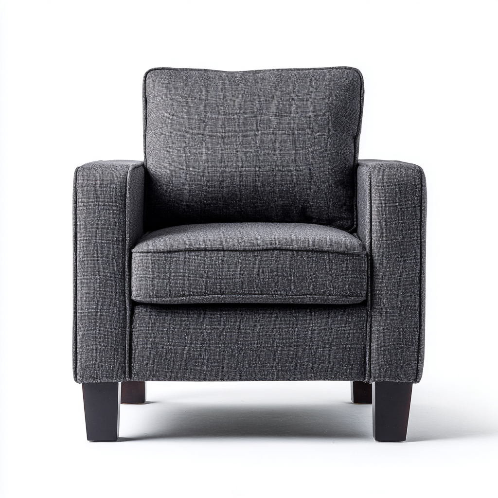 Fabric armchair upholstered deep seat 82x85x90 cm - dark grey fabric - modern living room style-Oakgetmart