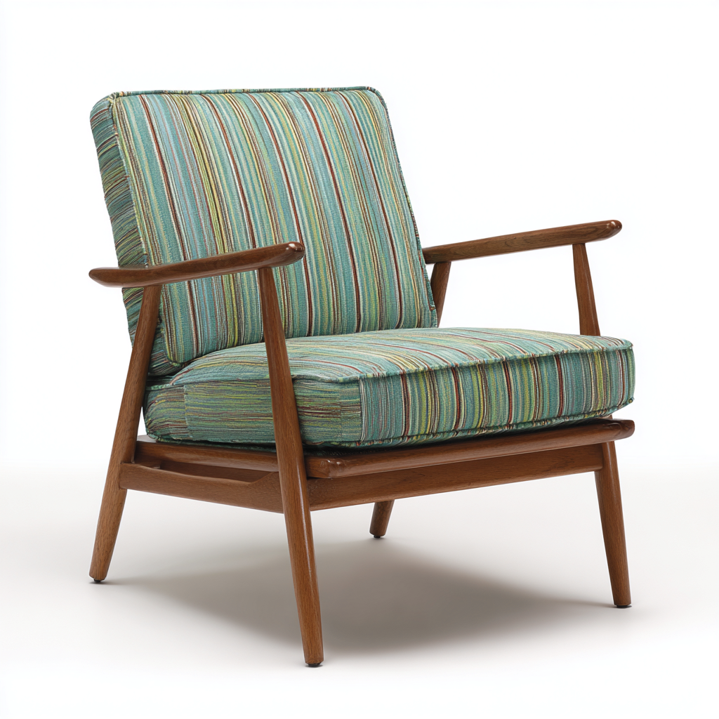 Fabric Armchair Upholstered Seat Wooden Frame 78x80x82 cm - Green - Retro Comfort Design-Oakgetmart