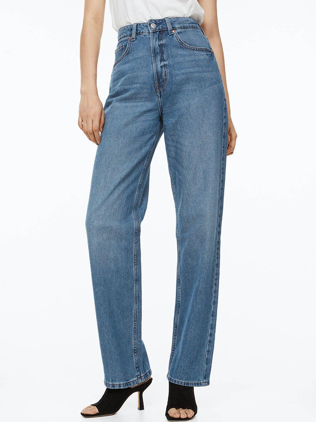 Kotty Women Blue Jean Straight Fit High-Rise Light Fade Stretchable Jeans