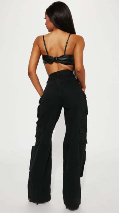 Black Distress Cargo Pants - UrbanClubCo.