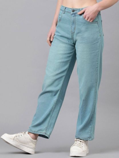 Kotty Women Blue Jean Straight Fit High-Rise Stretchable Jeans