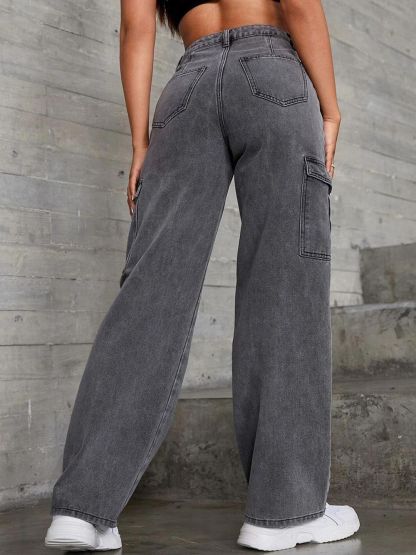 Kotty Women Grey Jean Straight Fit Mildly Distressed Light Fade Stretchable Jeans