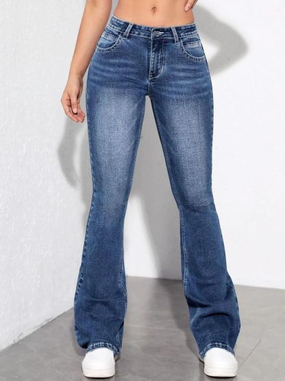 Kotty Women Bootcut High-Rise Clean Look Heavy Fade Whiskers Stretchable Jeans