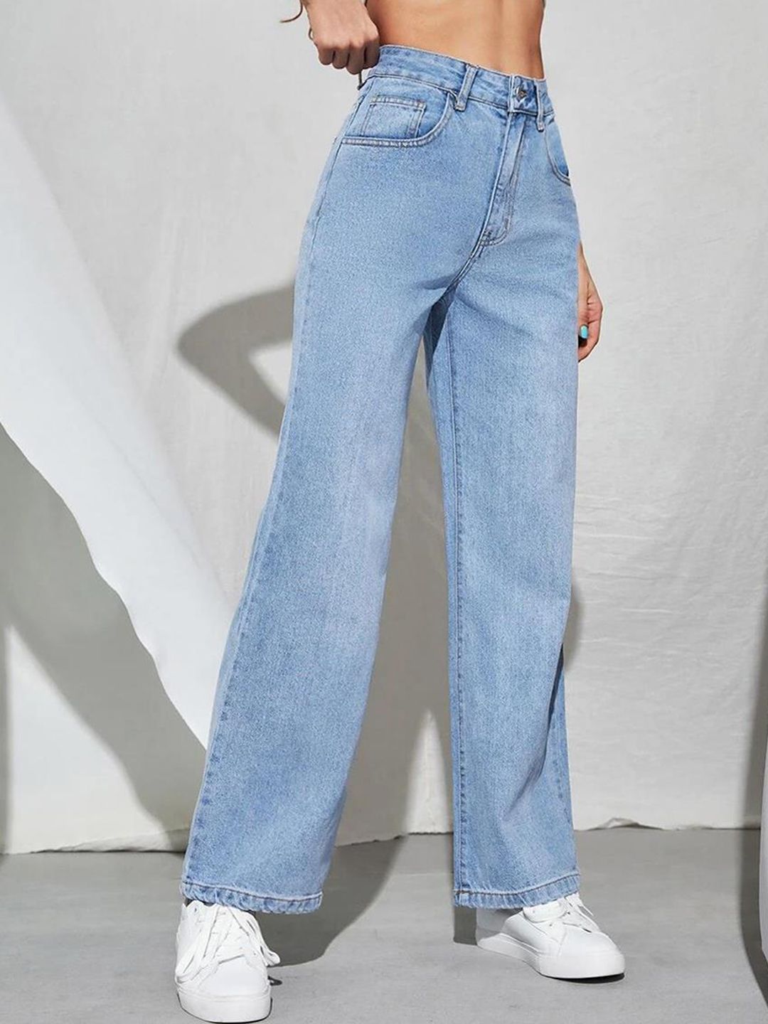 Kotty Women Blue Jean Straight Fit High-Rise Clean Look Stretchable Jeans