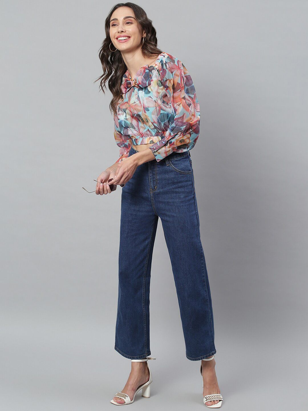 Kotty Women Blue Flared High-Rise Stretchable Jeans