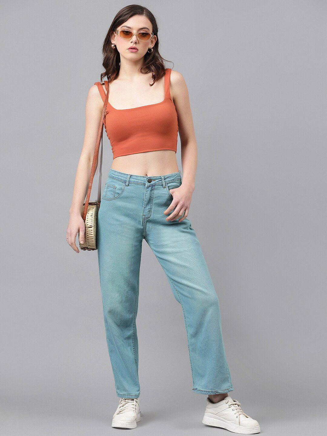 Kotty Women Blue Jean Straight Fit High-Rise Stretchable Jeans