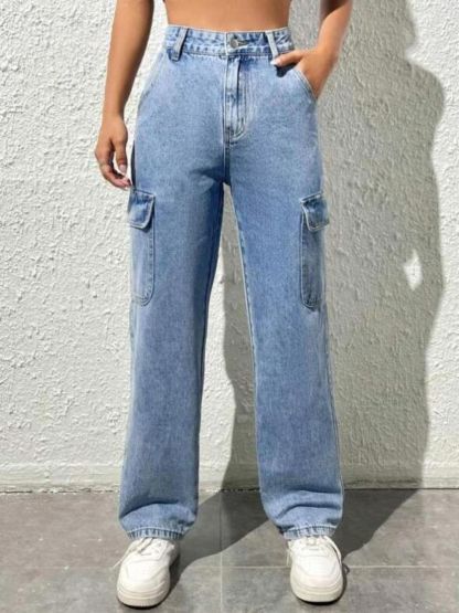 Kotty Women Blue Jean Straight Fit High-Rise Light Fade Clean Look Stretchable Jeans