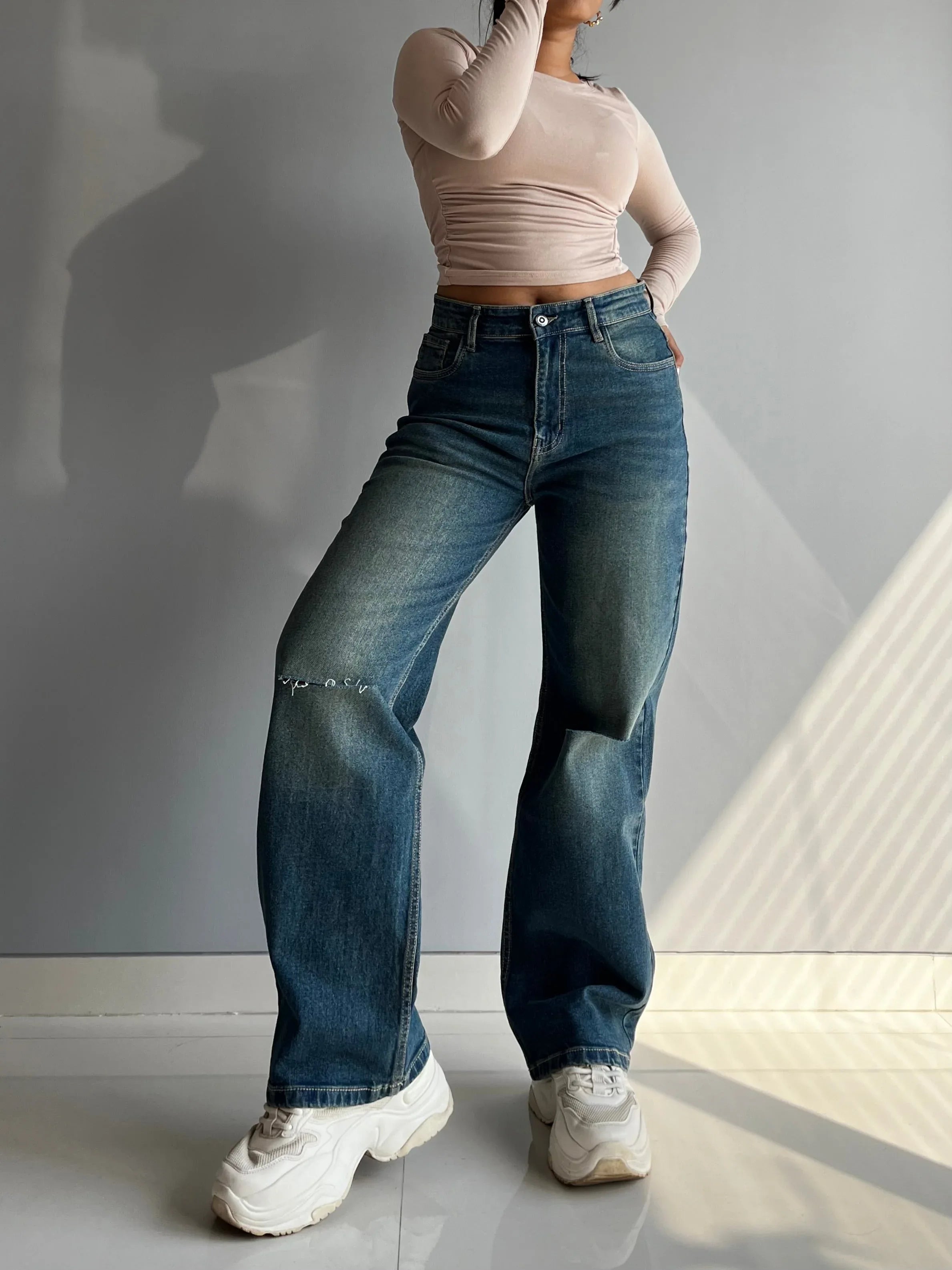 90's Blue Ripped Baggy fit Jeans - trueweaver.in
