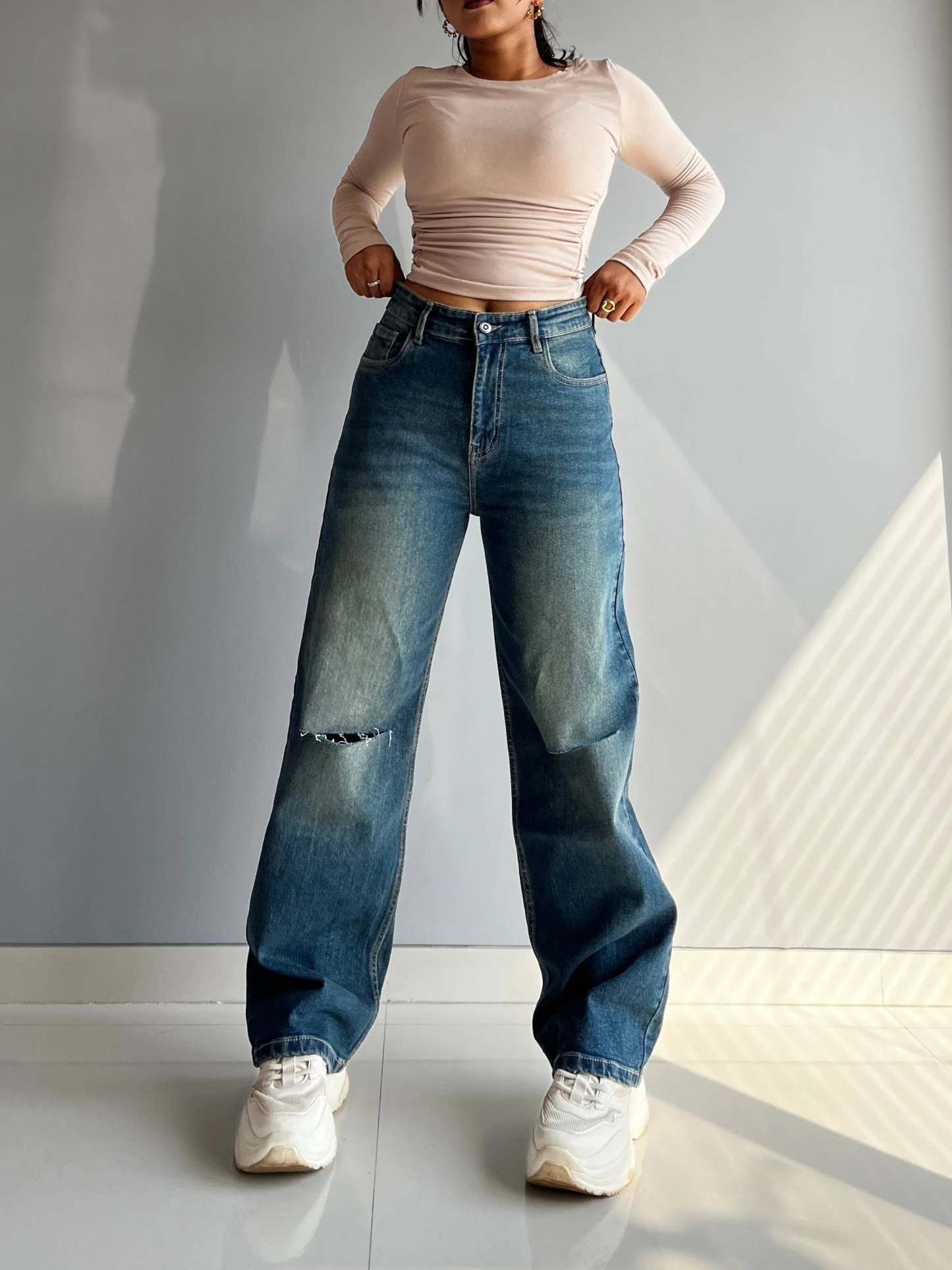 90's Blue Ripped Baggy fit Jeans - trueweaver.in