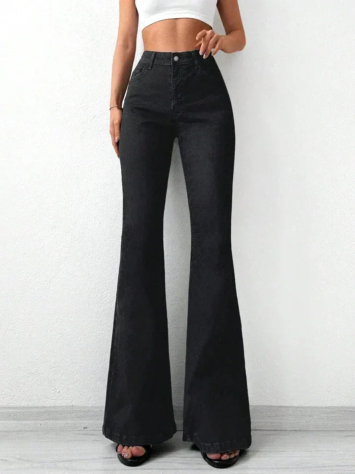 Black Bootcut Flare High Waist Jeans - UrbanClubCo.