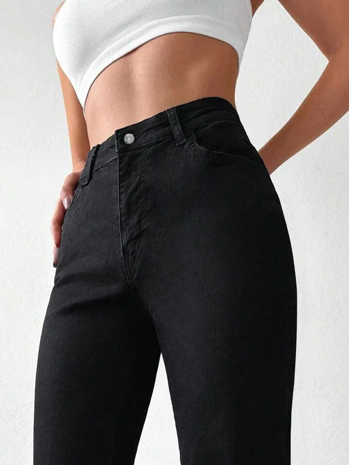 Black Bootcut Flare High Waist Jeans - UrbanClubCo.