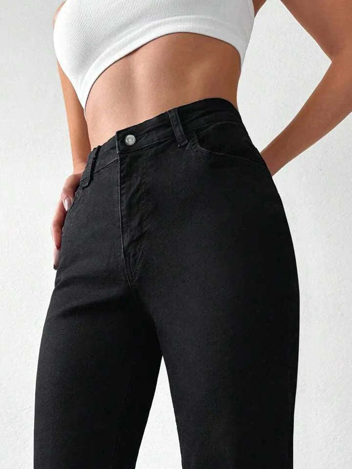 Black Bootcut Flare High Waist Jeans - UrbanClubCo.