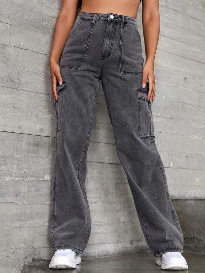 Kotty Women Grey Jean Straight Fit Mildly Distressed Light Fade Stretchable Jeans