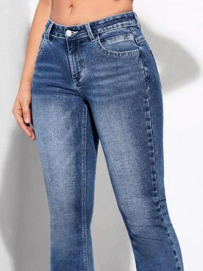 Kotty Women Bootcut High-Rise Clean Look Heavy Fade Whiskers Stretchable Jeans