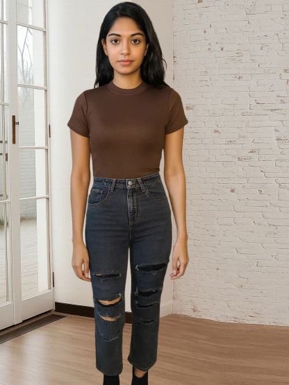 Kotty Women Relaxed Fit High-Rise Mildly Distressed Stretchable Jeans