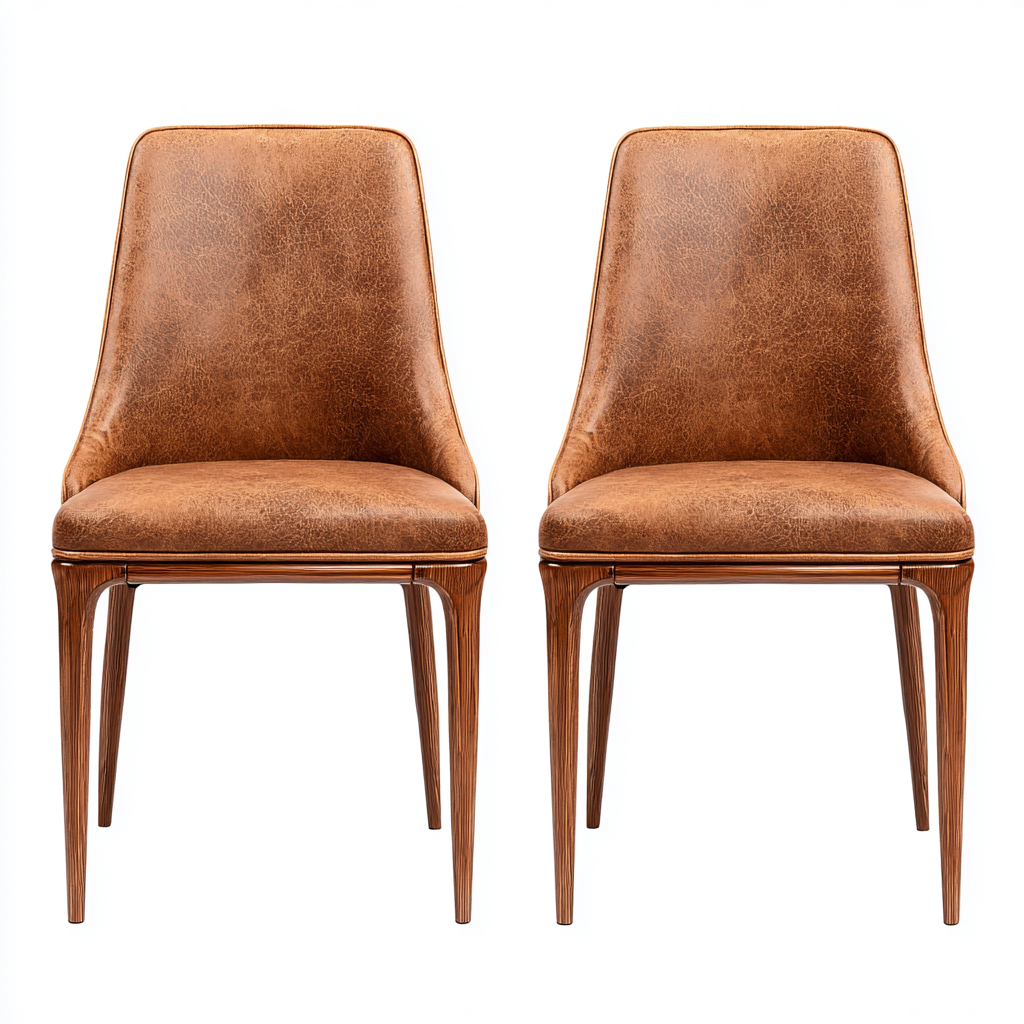 Dining chair upholstered leather set 48x54x86 cm - brown - modern dining seating-Havenmynest