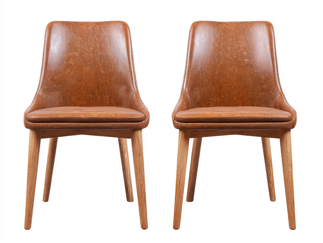 Dining Chair upholstered seat wood legs 55x55x80 cm - vintage brown-natural wood - modern dining design-Havenmynest