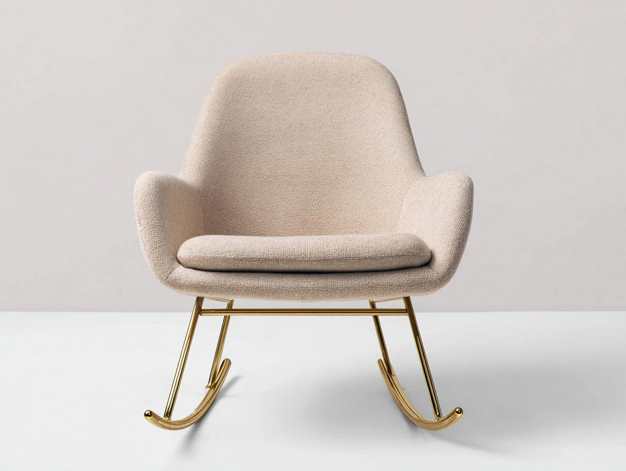 Rocking Chair - Fabric Upholstery 75x85x95 cm - Beige - Modern Relaxation Design-Havenmynest
