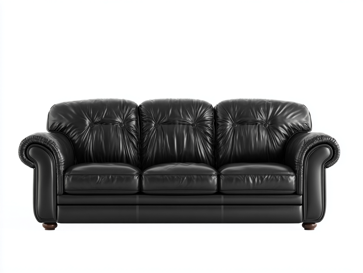 3 Seater Sofa genuine leather upholstered 210x95x90 cm - black - classic living room comfort-Havenmynest