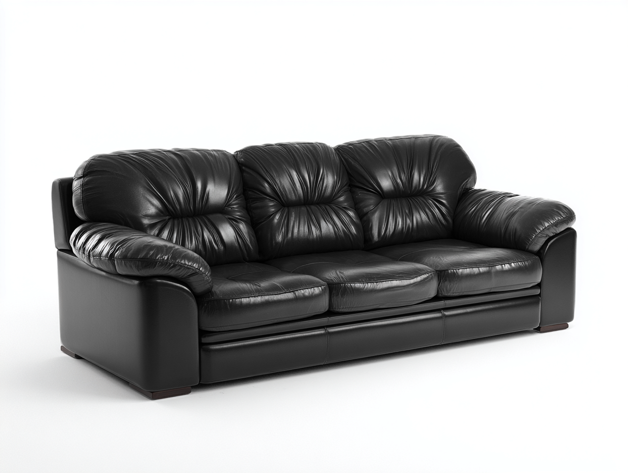 3 Seater Sofa leather upholstery 215x98x82 cm - black - classic comfort design-Havenmynest