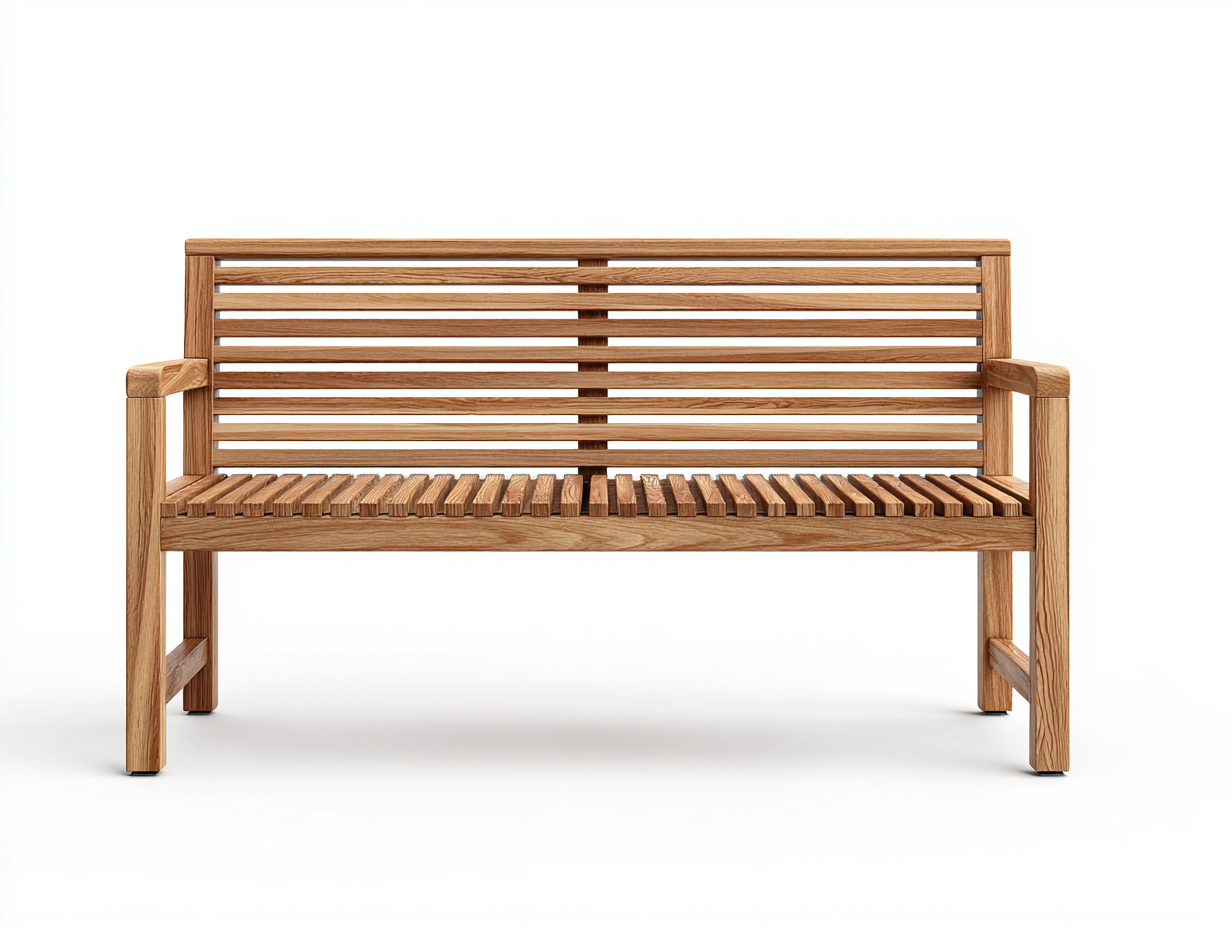 Outdoor Bench solid wood slatted design 150x60x85 cm - natural wood - garden seating-Havenmynest