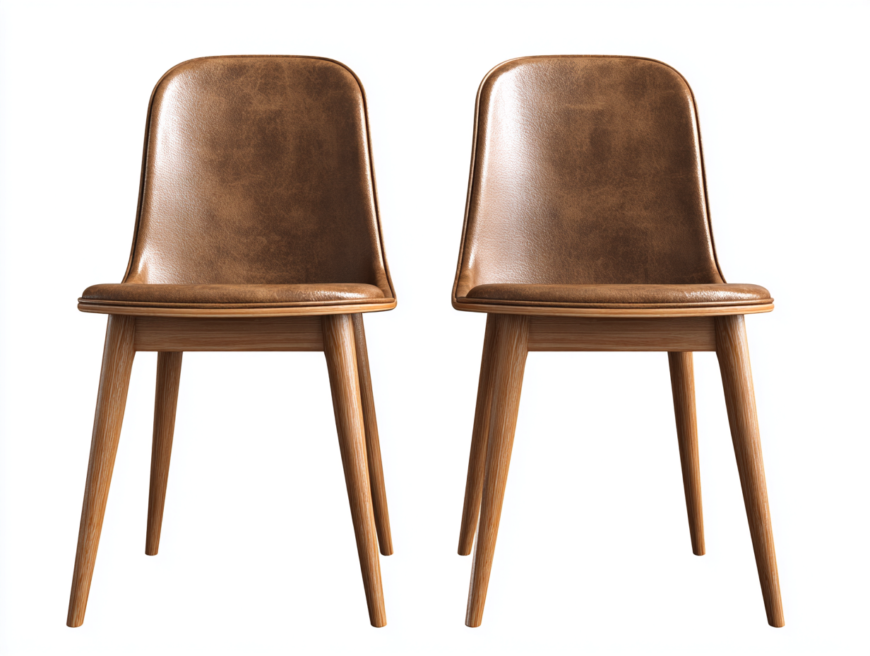 Dining Chair - Leather Upholstery Solid Wood Legs 50x55x82 cm - Brown - Modern Dining Room Design-Havenmynest