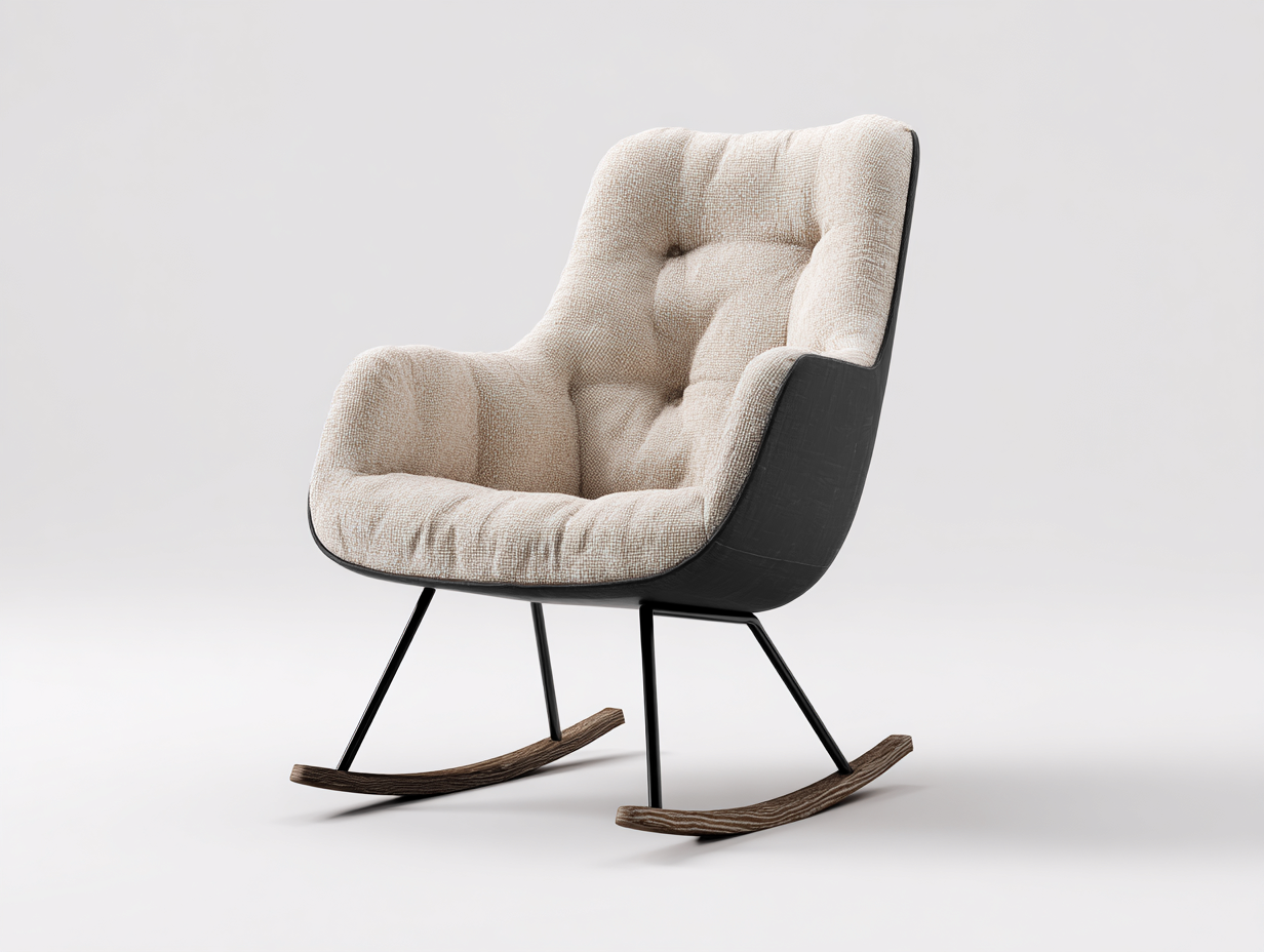Rocking Chair - Fabric Upholstery 80x90x100 cm - Beige - Modern Relaxation Design-Havenmynest