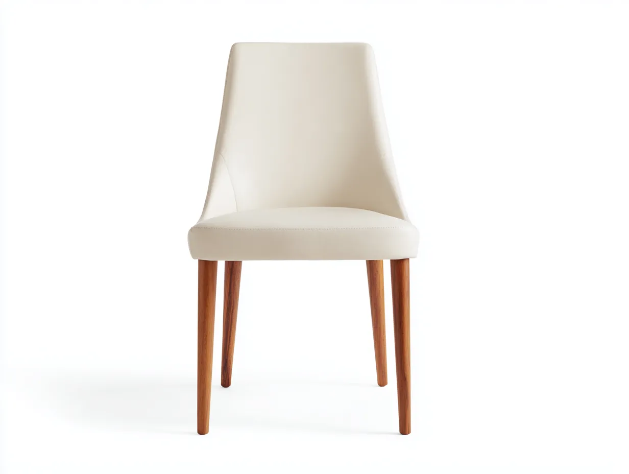 Dining Chair - PU Leather-Wood - 46x51x81 cm - White-Brown - Modern Style-Nestgetden