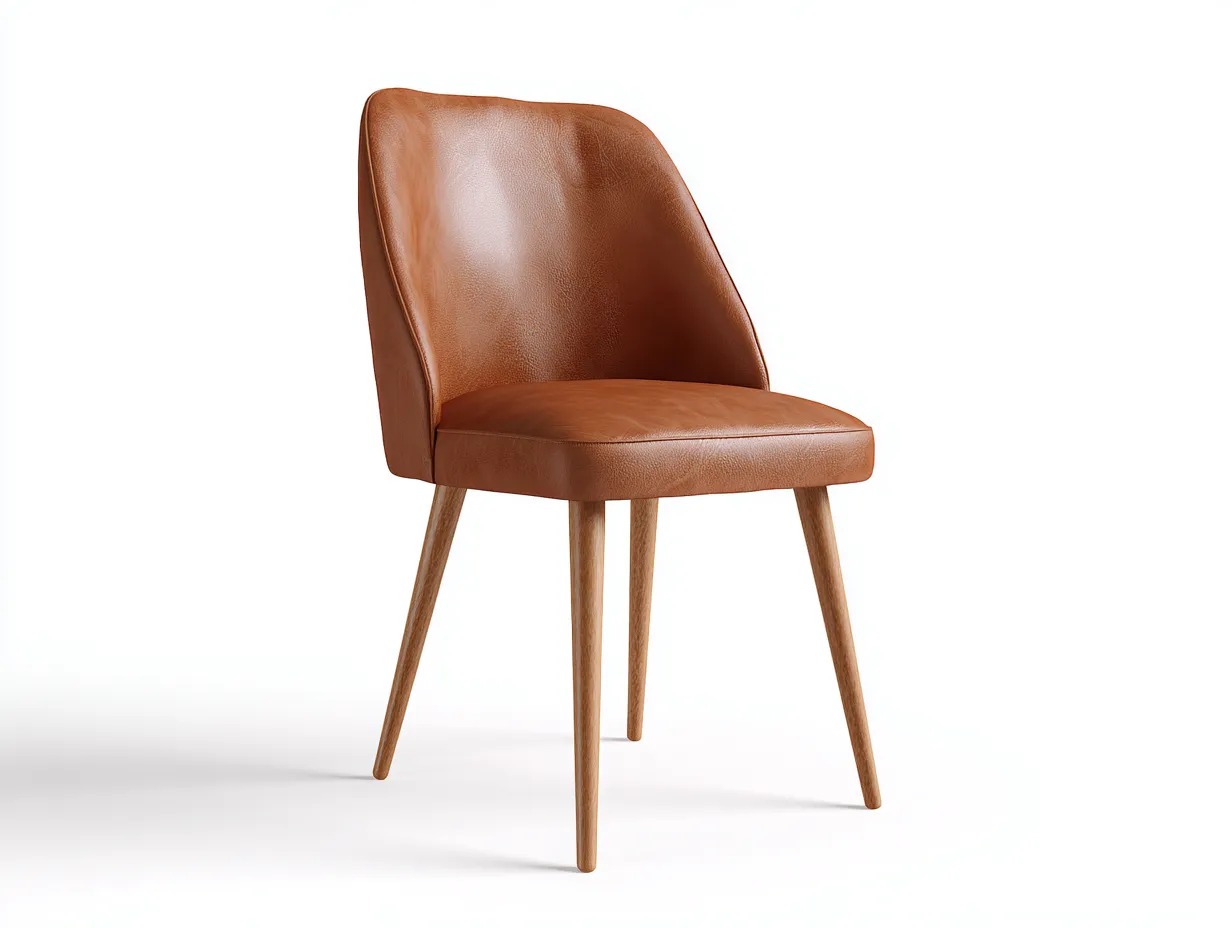 Dining Chair - PU Leather-Wood - 48x55x86 cm - Brown-Natural - Modern Style-Nestgetden