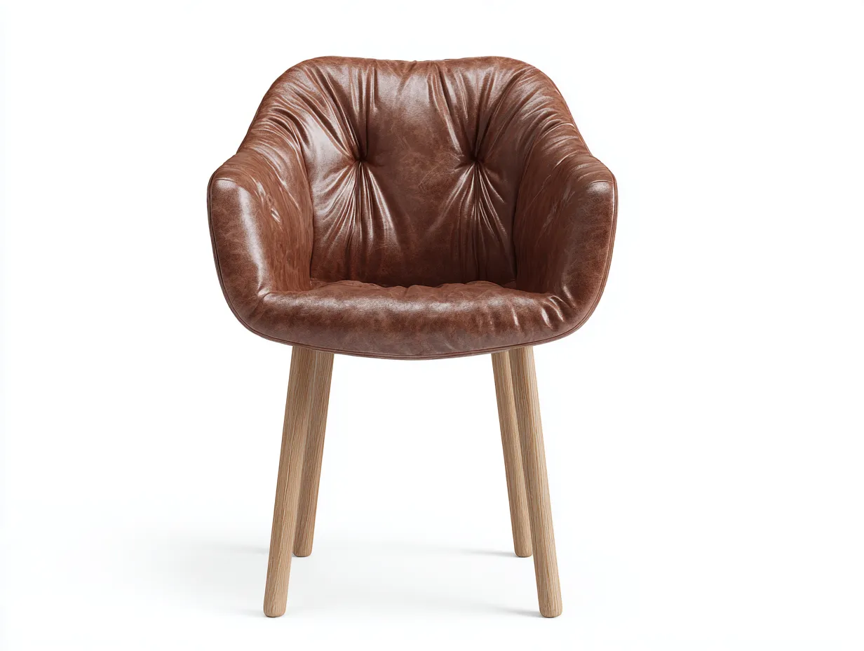 Dining Chair - PU Leather-Wood - 58x60x82 cm - Brown-Natural - Modern Style-Nestgetden