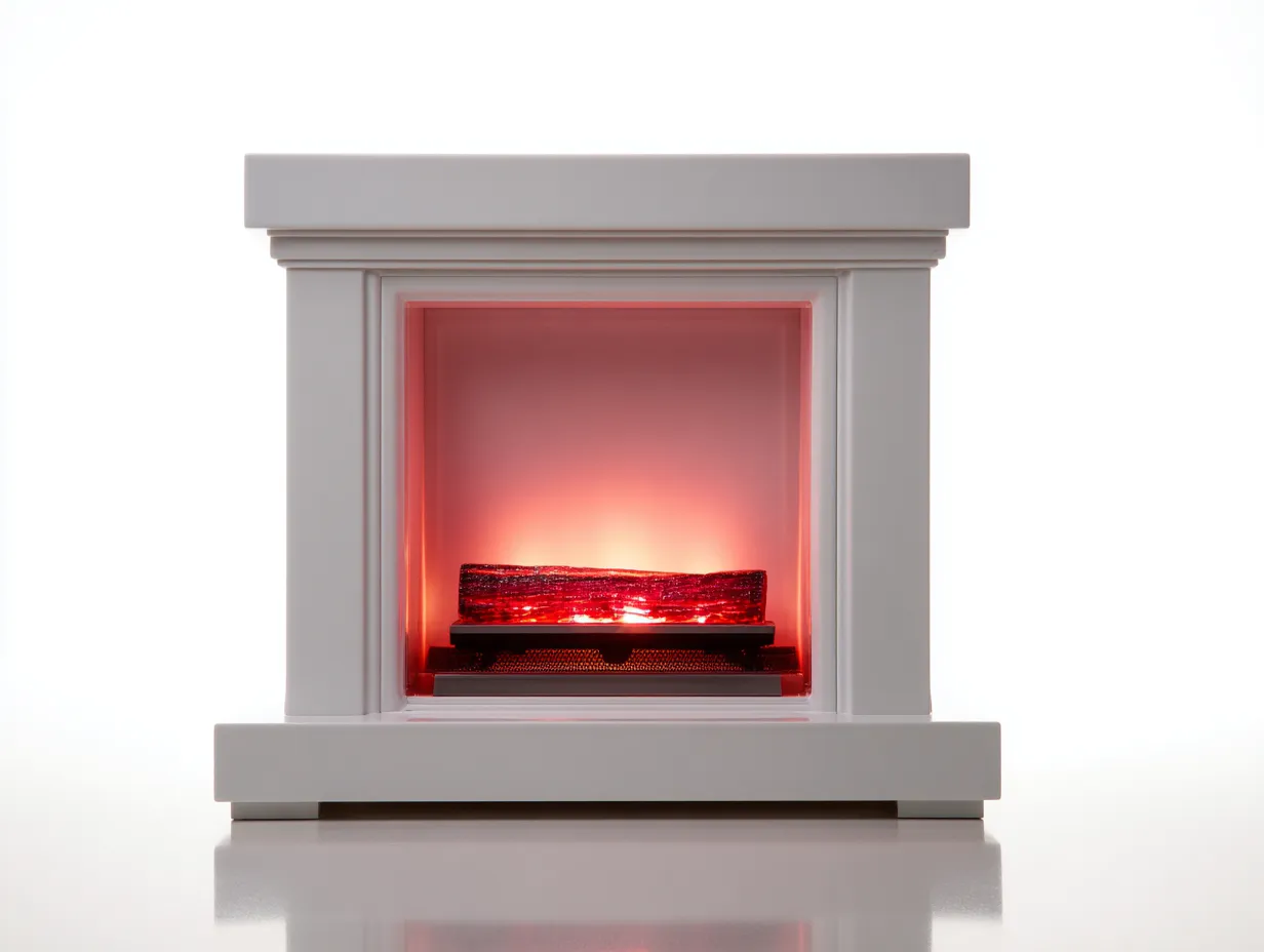 Electric Fireplaces-Wood-Metal-Glass-95x28x88 cm-White-Compact Modern Mantel Style-Nestgetden