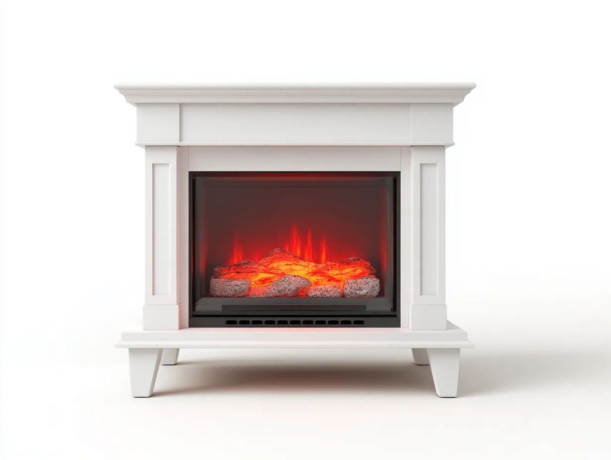 Electric Fireplaces-Wood-Metal-Glass-122x33x97 cm-White-Modern Mantel Style-Nestgetden