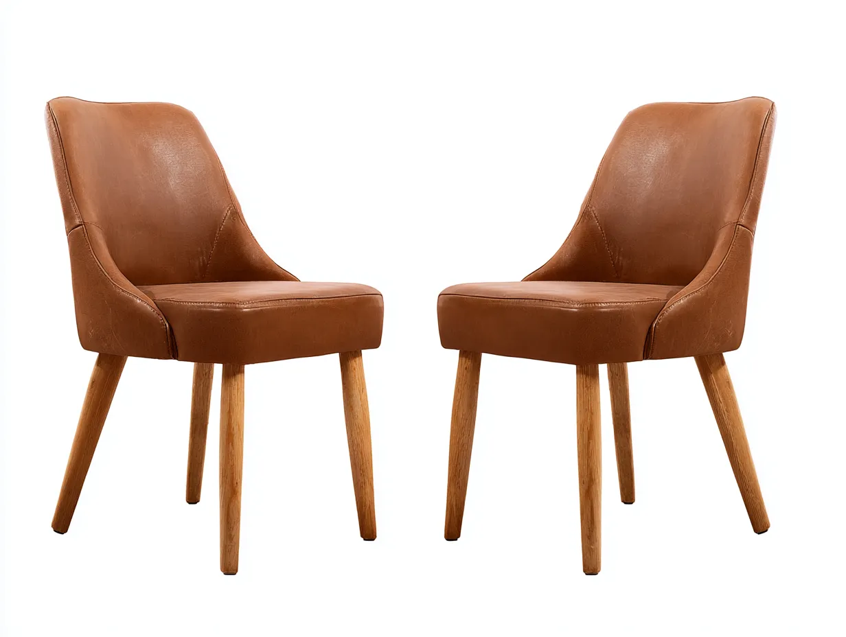 Dining Chair - PU Leather-Wood - 50x57x84 cm - Brown-Natural - Modern Style-Nestgetden