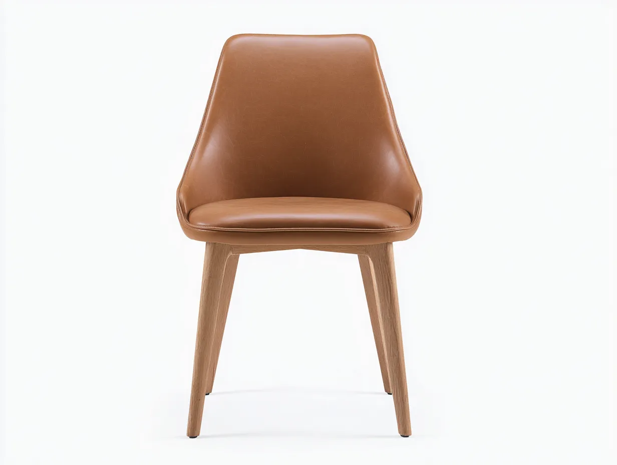 Dining Chair - PU Leather-Wood - 45x52x80 cm - Brown-Natural - Modern Style-Nestgetden