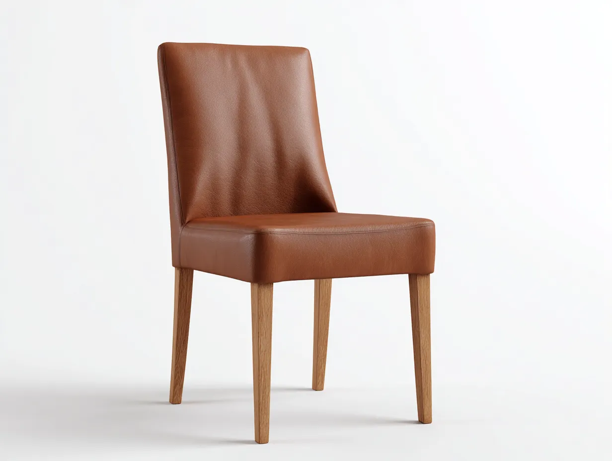 Dining Chair - PU Leather-Wood - 46x54x88 cm - Brown-Natural - Modern Style-Nestgetden
